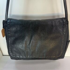 Vintage Black Leather Shoulder Bag